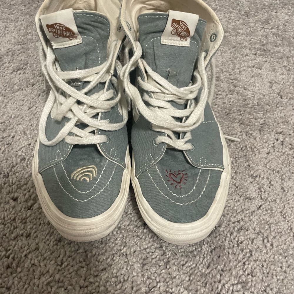 Vans Teal High-Top Sneakers with Embroidery